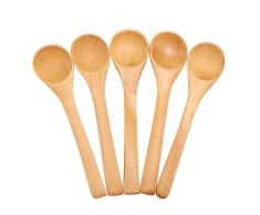 Mini cuchara de madera natural para niños, 30pcs pequeñas cucharas de madera para niños miel café helado cucharilla herramienta de condimento de cocina