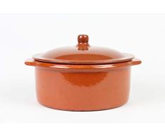 OLLA DE BARRO CON TAPA CUAJADERA (25CM) 3 litros (Medidas exterior 28,50cm, diámetro 24,4 cm x altura con tapa 16,7 cm, sin tapa 10,6 cm x diámetro base inferior 22cm)