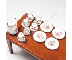 Odoria 1/12 Miniatura 15PZ Conjunto de Tazas de Té Porcelana Cocina Accesorio para Casa de Muñecas