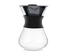 Cafetera de cristal con filtro permanente de acero inoxidable, 400 ml, con escala