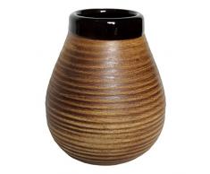 Gaucho Bruno Vaso Grande de Cerámica Yerba Mate - Reutilizable, Antideslizante y de Fácil Limpieza - Calabaza Natural Marrón Oscuro - Retiene el Calor, Ideal Para Uso En El Hogar Y En Viajes