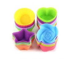 Avana - Moldes reutilizables para magdalenas de silicona de alta calidad, respetuosos con el medio ambiente, 8 colores, 36 unidades