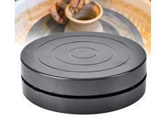 HEEPDD Tocadiscos, 11.5/17.8cm Artesanal Hecho a Mano Arcilla Platos de plástico Plato Giratorio Cerámica Cerámica Herramienta Escultura Plato Negro de accionamiento Directo(Diameter 17.8)