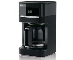 Braun KF 7020 Cafetera eléctrica semi-automática con jarra de cristal, 1000 W, 12 tazas, acero inoxidable, negro