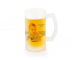 Jarra de cerveza opaca de vidrio esmerilado personalizada con foto o texto 50cl