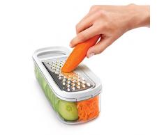Metaltex Rap Box-Rallador con Juego de 3 Cuchillas Intercambiables con Recipiente, Acero Inoxidable, 22 x 9,5 x 8,5 cm