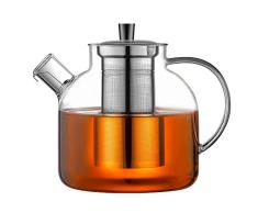 Ehugos Tetera de Vidrio, 1500ml Tetera Segura para Estufa con infusor Vaso de Agua de Vidrio de borosilicato Jarra para té Transparente para Agua Caliente/Helada, Bebida de Jugo