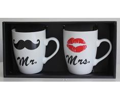 Juego de taza de café " Mr. Y Mrs. Para hombre y mujer texto