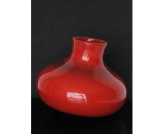 Centro mesa de barro rojo hecho a mano en torno alfarero con diseño peonza. Esmaltado en rojo. Firmado y etiquetado por nuestro taller artesano. Medidas 24/16cm.
