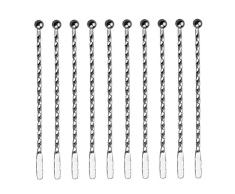 BESTONZON Agitadores de bebidas de café de acero inoxidable Stir Cocktail Swizzle Stick para bebidas (10pcs / Silver)