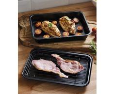 FM Juego de 3 Mini hornos con sartén, Bandeja de Horno y Estante para Barbacoa.