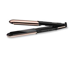 BaByliss ST481E Pure Metal Plancha de pelo profesional 2 en 1, alisa y ondula, con efecto TOP COAT, ajustes de temperatura de 150º a 230ºC, función iónica, Negro/ Oro rosa