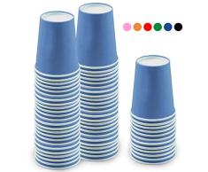 60 Piezas Vasos de Papel Azul Tazas de Fiesta Desechables Vasos Carton de Biodegradables y Compostables para Fiestas, Suministros de Cumpleaños, Bricolaje,Café - 250ml