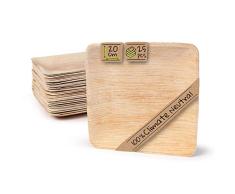 BIOZOYG Platos de Hojas de Palma | 25 Piezas de ojas de Palma Rectangular 20 x 20 cm | Bio vajilla desechable Boda compostable Biodegradable Vajilla de Fiesta