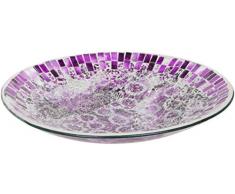 Maturi Plato Decorativo de Mosaico de Vidrio Agrietado, Morado, 32 cm