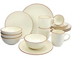 Creatable 14849, Serie Málaga, Juego de vajilla Vajilla (16 Piezas Vajilla, Piedra, Beige, 46.5 x 34 x 34 cm, 16 Unidades