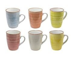 MC Trend 6 Set Taza de café - 6 Maravillosos Colores armoniosos 350 ml Tazas de Porcelana vajilla Cocina de Comedor en casa 350 ml (Verde, Amarillo, Rojo, Naranja, Azul Claro y Naturaleza)