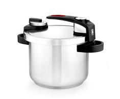 BRA Tekna - Olla a presión rápida 6 litros, acero Inoxidable, apta para todo tipo de cocinas, incluido inducción, gris