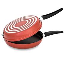 Maxiflon - Sarten Doble Volteadora de Tortillas - Ø 24 cm Baja - Revestimiento Antiadherente - Aluminio - Made in Italy