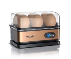 arendo - Cocedor de Huevos Cuecehuevos con función de Mantenimiento de Calor - Egg Cooker - Capacidad 1-6 Huevos - de Acero Inoxidable - Interruptor de función con piloto - 400 W - Negro Cobre