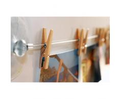 HAB & GUT (MC400) Cuerda de acero para colgar fotos, 120 cm, con 12 pinzas de madera