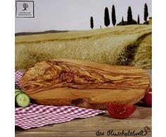 Tabla de cortar de madera de olivo, bandeja de desayuno en corte natural - 40cm