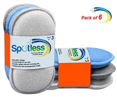 Estropajo Estropajo de cocina de doble cara esponjas de microfibra antibacteriano sin olor Dish Scrubber Cepillo, ideal para antiadherente sartenes ollas, pack de 6