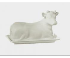 La Porcellana mucchine Vaca Mantequilla Plato Caja de Regalo, Color Blanco, 18 cm