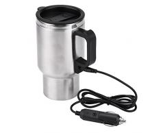 Jadeshay Termo eléctrico - Taza eléctrica de la calefacción del Viaje de la Taza de la Caldera del Coche de Acero Inoxidable 12V para el té del café, 450ml