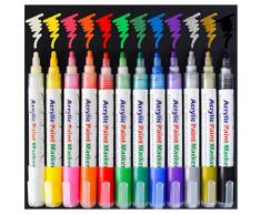 SAYEEC - Rotuladores de pintura acrílica para pintura de roca, diseño de taza de cerámica, vidrio, metal, madera, tela, regalo para el día de la madre, manualidades 12 Pack