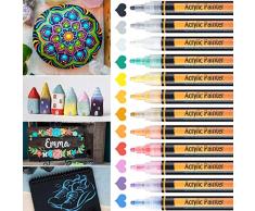 Rotuladores de pintura acrílica,rotuladores acrilicos permanente,marcadores para pintura de roca, diseño de taza, cerámica, cristal, metal, madera, tela, papel