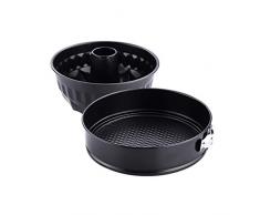Renberg - Set 2p moldes para horno (Ø22-Ø26 cms.) para pasteles (uno desmontable), acero, negro