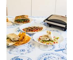 Cecotec Panini Grill, Parrilla eléctrica, Plancha y sandwichera con Revestimiento de Piedra RockStone. 700W y Superficie de 23x14,5 cm. con Pinza de Cierre y Hueco recogecables. Rock'nGrill 700
