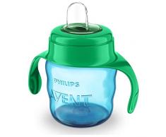 Philips Avent SCF551/05 - Vaso con boquilla de silicona para niño, válvula antigoteo, sin BPA, para 6 meses, 200 ml, color verde