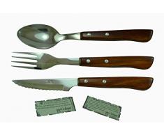 Juego Cuchillos, Tenedores Chuleteros y Cucharas Madera Celaya Lote 18 Uds.