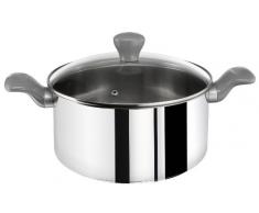Tefal Envy - Olla de acero inoxidable (5L de capacidad, calidad y ligereza, tapa de cristal templado, base de Inducción de 6 mm), color plata
