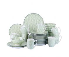 vancasso MIDORI Juego de Vajillas 32 piezas Tazas de Desayuno, Cuencos, Platos para 8 Personas Vajillas Modernas Verde