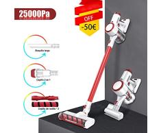 HONITURE Aspiradora Escoba sin Cable, Aspirador sin Cable Potente 25000pa, 350W Motor Digital Brushless,2600mAh Batería Extraíble, Eliminación de ácaros,Cepillo Electrico Luz LED, Dobles Filtros HEPA