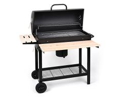 Oneconcept Beefbutler Smoke Edition - Parrilla de carbón con ahumador, Barbacoa, BBQ, Grill, Asador Directo o indirecto, Rejillas de ventilación, 100x95x55 cm, Portátil con Ruedas, Negro