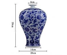 Jarrón de porcelana tradicional chino azul blanco flor de cerámica estatua