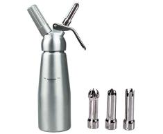 TAMUME Batidor de Crema Sifón Dispensador con 3 Boquillas de Acero Inoxidable y Cepillo de Limpieza, 500 ml - Acero Inoxidable