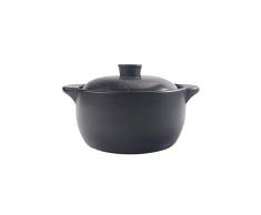 HEMFV Utensilios de Cocina de Cazuela Plato Redondo de cerámica Negro cazuela/Olla de Barro/Pot de Tierra/Utensilios de Cocina de cerámica de Gas del hogar cazuela 3L