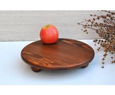 30cm Plato para servir tapas de madera rústica Platos de aperitivo Tabla de jamon y queso Soporte para pasteles Porta torta Base para tartas Centro de mesa de boda Decoración de fiesta
