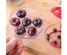 Removedor de semillas de cereza, multi-deshuesador de cerezas fácil de apretar con agarre 6 deshuesadores de cerezas, rojo.
