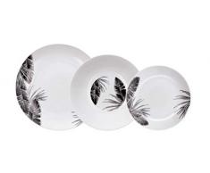 Bidasoa Tropiko Vajilla de porcelana para 6 personas, 18 piezas, Blanca con decorados en negro