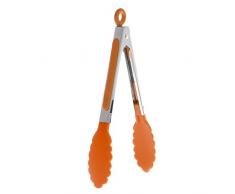 Jiay 1 PC de Silicona para cocinar Comida Que Sirve Pinzas para Barbacoa Pinzas de Comida Utensilio de Mango de Acero Inoxidable (Naranja)
