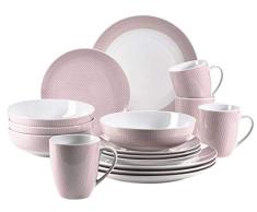 MÄSER 931563 Kitchen Time II - Vajilla para 4 personas (porcelana, 16 piezas), color rosa