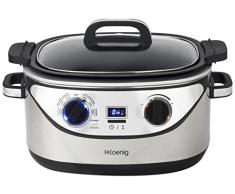 H.Koenig Olla de cocción Lenta Digital, Eléctrica y Multifuncional, 5.6 Litros, 1350 W, 6 Programas, Acero Inoxidable SLCOOK30, 6 litros, Gris Metálico