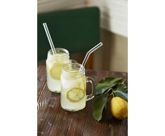 HALM Pajitas de cristal reutilizables ecológicas - 6 piezas de 23 cm + cepillo de limpieza ecológico - apto para lavavajillas - Sostenible - Pajitas de vidrio para batido, cóctel, smoothie