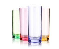 Vasos de cristal de CYKK de acrílico Highball Vasos Set de 4 vasos transparentes irrompibles reutilizables, aptos para lavavajillas, libre de BPA Color de 12oz
